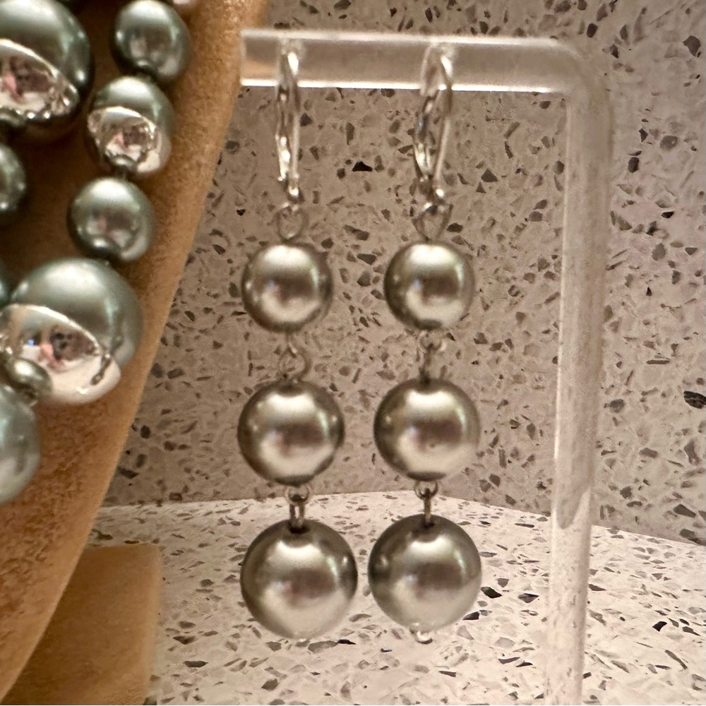 Gray Bead Multi Strand Necklace Set - image 4